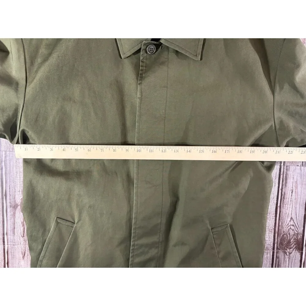 MISTER GENTLEMAN Check Switched Balmacaan Coat sz L color Khaki